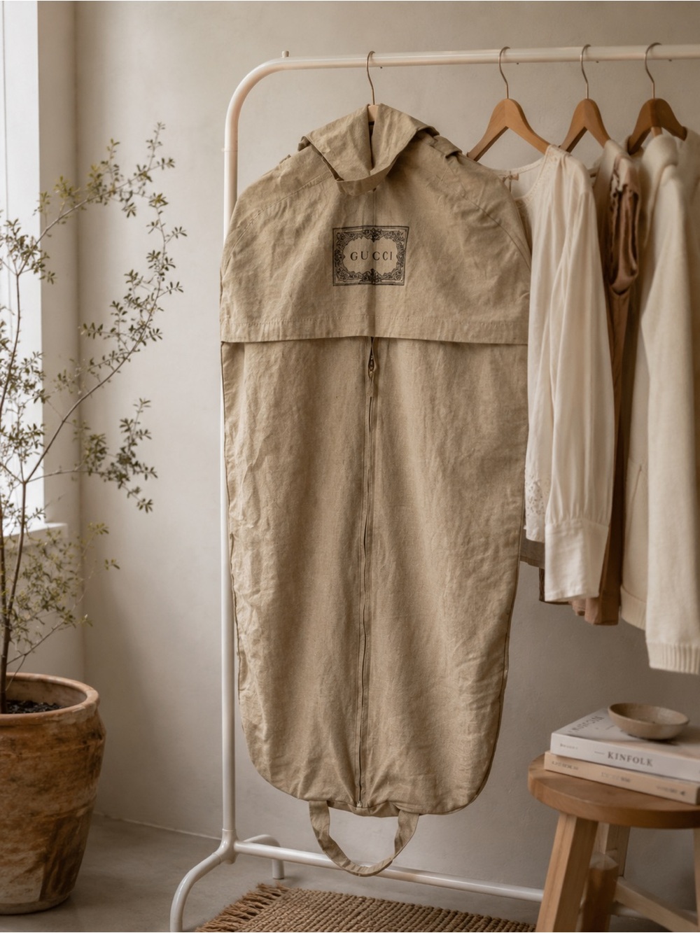 Gucci Beige/Tan Travel Garment Bag with Logo